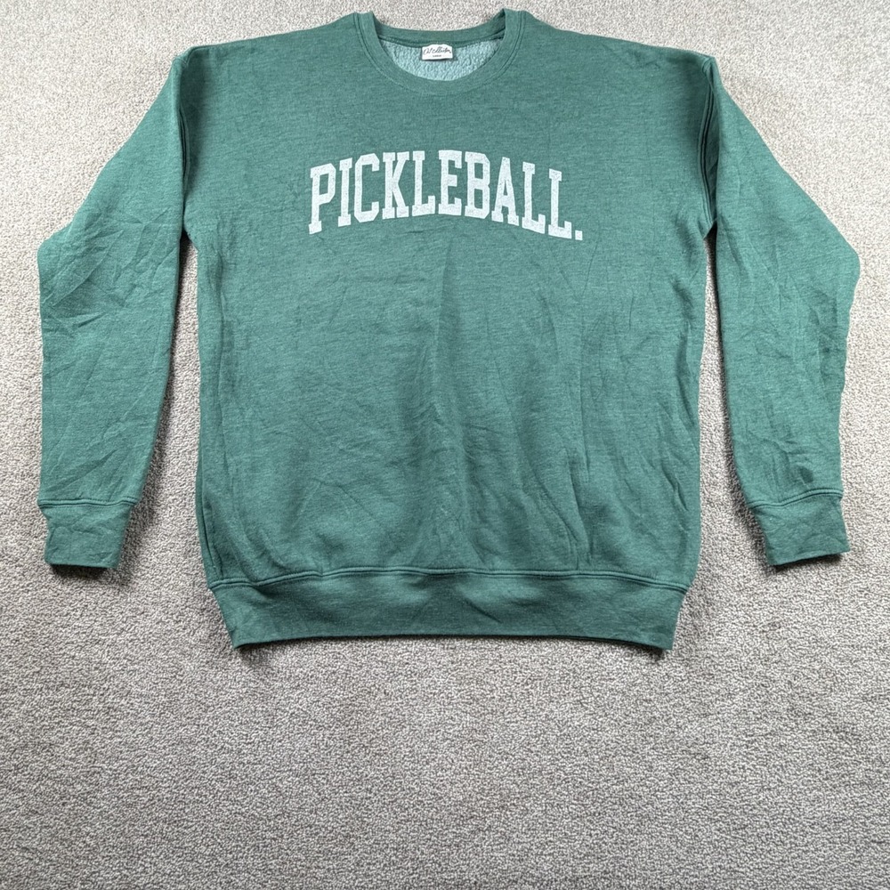 Oat Collective Sweatshirt Mens Large Heather Green Fleece Lined Pickleball Print